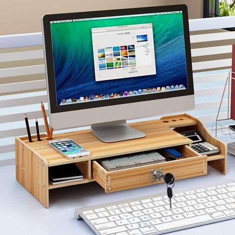Écran d'ordinateur d'augmentation, organisateur de bureau pour l'espace de stockage de grande capacité, support de levage d'ordinateur portable de PC, 48  20  10.5cm