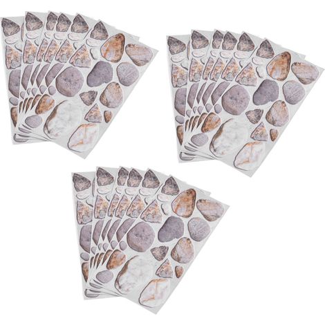 18 morceaux autocollants muraux et de sol en papier peint galet texturé, tons Morandi, imperméables à l'eau et à l'huile, tuiles adhésives pour cuisine et salle de bain, 15x30cm, lot de 18 pièces (1/5)