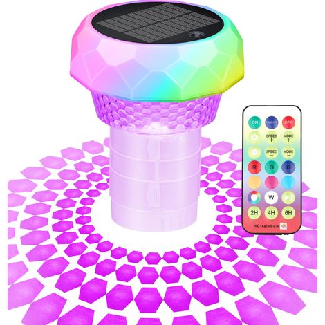 Grand distributeur de chlore flottant, distributeur de chlore à énergie solaire, adapté aux piscines, étanche IP67, réglable et pliable, avec télécommande et lumières colorées (1/5)
