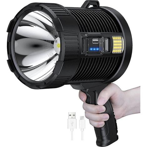 Projecteur rechargeable, lampe torche LED portable de 100 000 lumens, projecteur solaire extérieur ultra-puissant (1/5)