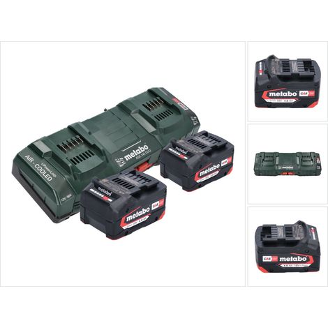 Metabo Basis Set 2x Li-Power Akkupack 18 V 4,0 Ah CAS Li-Ion Akku ( 2x 625027000 ) + ASC 145 DUO Doppel Schnell Ladegerät ( ‭627495000 )