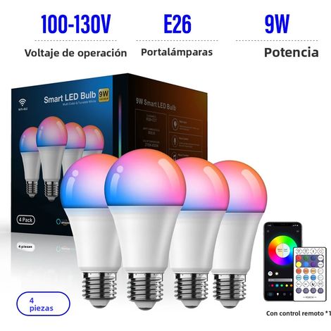 (4 ampoules LED intelligentes 100-130V E26), prenant en charge la synchronisation musicale WiFi et la gradation BLE 5.0. (1/5)