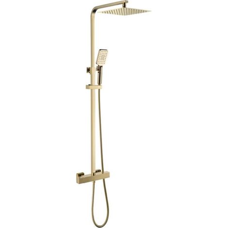 Colonne de douche thermostatique en laiton doré brossé – Pomme haute – Économiseur d'eau – Durée de vie 500 000 allumages - SC428 (1/3)