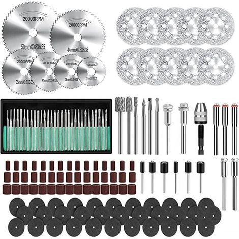 Ensemble d'accessoires pour outils rotatifs de 147 pièces : outils professionnels de meulage, de découpe et de polissage outils multifonctionnels de micro-polissage, de meulage et de perçage (1/5)