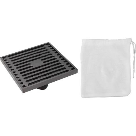 Bonnet de sol carré en laiton pour douche toilette évacuation lave-linge avec couvercle amovible gris mat (1/5)