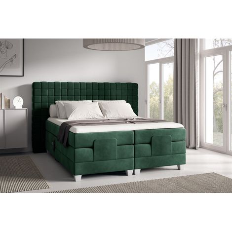 Boxspringbett Elektrisch Bett VIDAL 160x200cm in Stoff Fresh Flaschengrün (1/2)