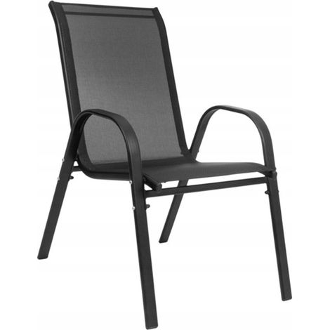 Silla de jardín negra de 55x72x91 cm con estructura de acero.