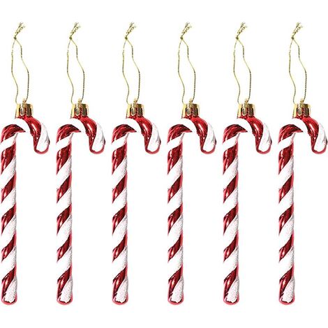 Lot de 6 Noel Canne en Bonbon Or,Decoration Noel Sapin,Sucre d'orge Deco Noel, Blanc Rouge,Décorations d'arbre Pendentif,Ornements de Décorations,d'arbre de Noël,Cane de Bonbons de Fête Décorations (1/5)