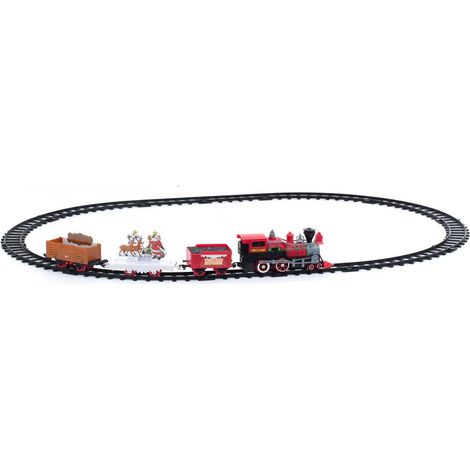 Fééric Lights And Christmas – Train électrique de Noël 16 pièces – Locomotive avec 3 wagons et 12 rails – Longueur 104 cm, poids 0.47 kg – Décoration festive lumineuse (1/4)