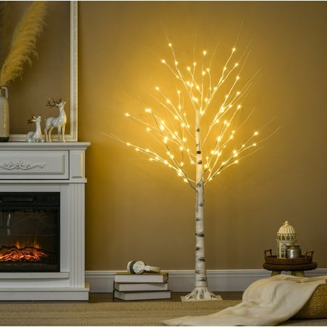 Albero di betulla artificiale con LED bianco caldo e rami flessibili 150 cm (1/5)
