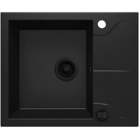 Lavello cucina in granito con 1 vasca e gocciolatoio 59x49 cm nero - Nexyo