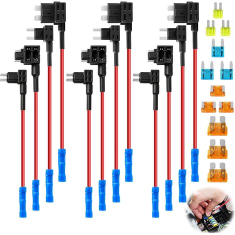12 Pièces Adaptateurs Porte Fusible 12V pour Voiture 4 Types Circuit Prise Standard 5A Mini 15A Micro 20A Micro2 5A Fusibles Plats Comprenant des ATO ATC fusible Automobile pour Auto Moto (1/5)
