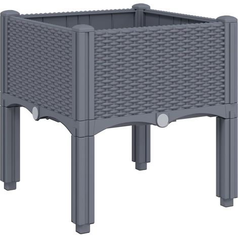 Vassoio per fioriera aiuola rialzata piante fiori terrazza giardino con piedini 40 x 40 x 42 cm PP grigio 020038164