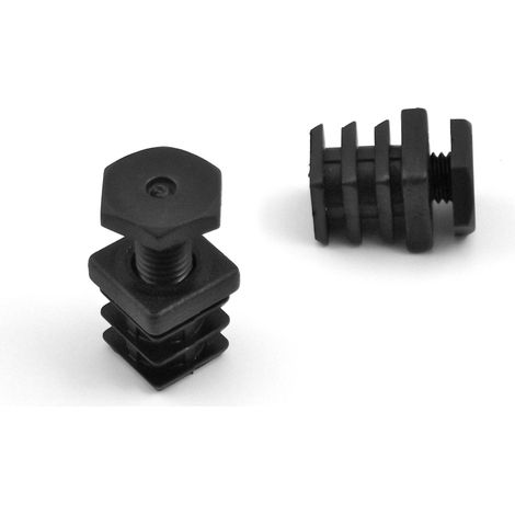 Embout réglable ajustable à ailettes – Patin pour meuble tubulaire carré en plastique noir – Pour tube 20x20 mm – Fabrication allemande – Ajile