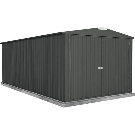 FOREST STYLE - Garaje de Acero Melton XL 17,6 m² (3,10 x 6,06 x 2,30 m) – Acero Zincalume Galvanizado – Resistente a la Corrosión – Techo a Doble Vertiente – Diseño Moderno en Gris Antracita (1/5)