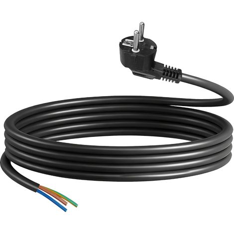 Cordon d'extension Noir 16A 220V - 240V 800W, extrémités Nues Non raccordées, câble d'alimentation 2 m (200 cm) (1/4)