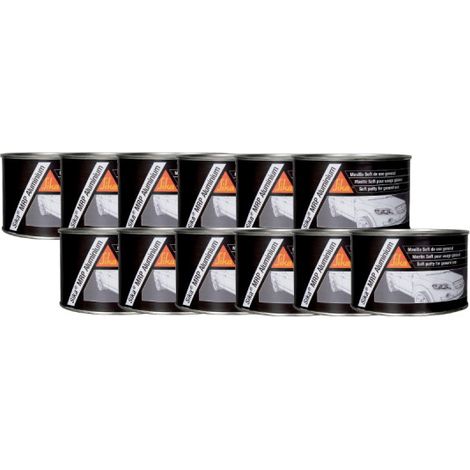 Lot de 12 mastics aluminium fin pour réparation de carrosserie - SIKA MRP Aluminium - Gris - 2,5kg