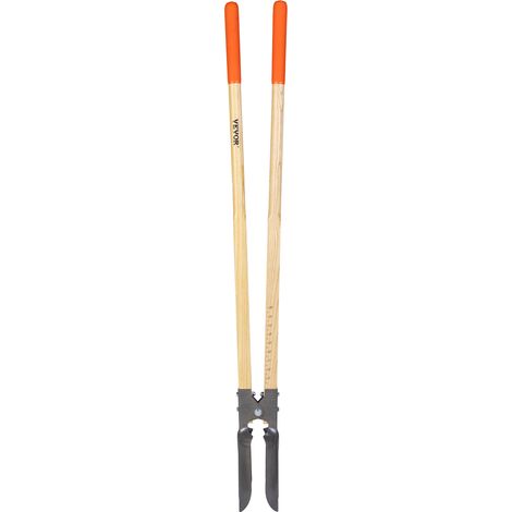 VEVOR Pelle a trous de poteau robuste, avec manche en bois, pelle croisee pour trous de poteaux manuelle, avec marquages gradues et lame en metal, pour creuser en sols, travaux de jardinage, 1460 mm