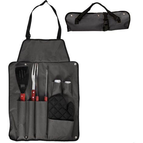 Tablier de Barbecue avec 7 Accessoires Acier Inoxydable Ensemble d ustensiles BBQ avec Poches Accessoires Pratiques et présentation soignée pour x 60 (1/4)