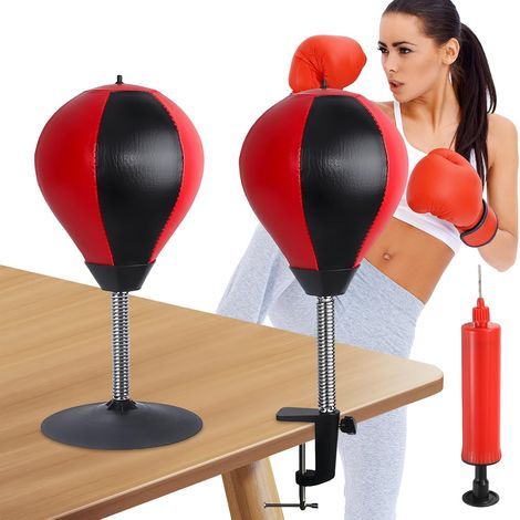 Sac de Boxe de Bureau Desktop avec Ventouses Fortes et Pince de Table, Balle de Poing Anti-Stress pour Bureau, Sac de Boxe de Bureau debout, Cadeaux Amusants pour le Patron et les Collègues (1/5)