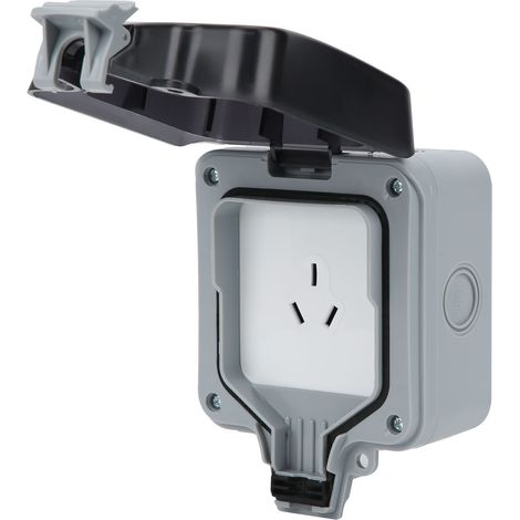 Prise murale extérieure étanche à 3 trous pour parking et chantier, 220 V (1/5)