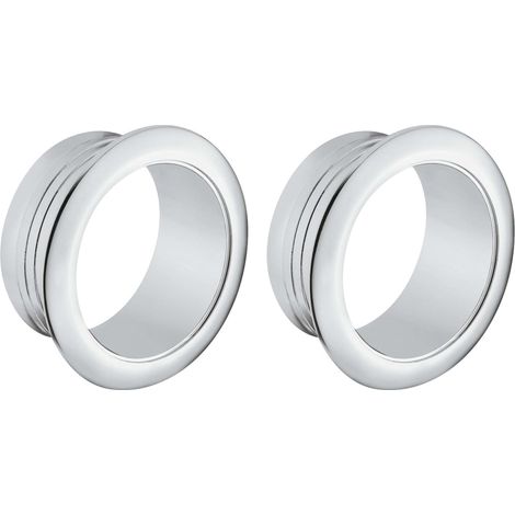 2x Rosace ronde épaisseur 19mm pour serrures espagnolettes ou à appliquer Push Lock en plastique Verrou Sécurité Rosette Meuble Porte Tiroir Placard, chromé poli