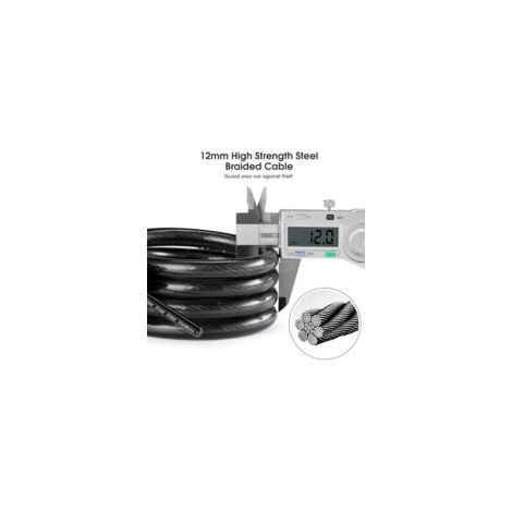 Lucchetto nero per bicicletta, 120 cm x 12 mm, lucchetto a cavo per biciclette, scooter, motociclette e cancelli con codice intelligente a 5 cifre - Crezuo