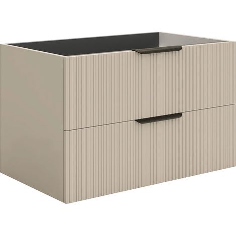 Mobile sotto lavabo sospeso con scanalature - Beige - 80 cm - DALIKO (1/4)