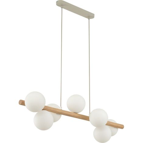 Tkkrywult LÁMPARA ESTERA WOOD suspensión blanca diseño madera clara (1/5)