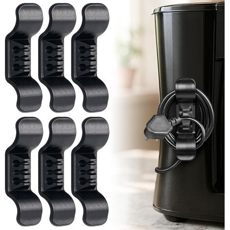 Lot de 6 gaines de câble noires pour le rangement des câbles – Compatibles avec mixeur, friteuse sans huile, extracteur de jus, cafetière et blender – Rangement de câbles pratique (1/4)