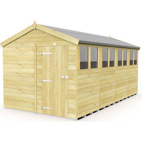 8 x 16 Feet Apex Shed - Single Door With Windows - Wood - L472 x W231 x H217 cm