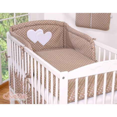 Set di biancheria da letto a 3 pezzi 120x90 - Cuori e pois su sfondo marrone (1/2)