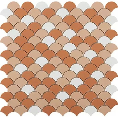 Mosaïque pâte de verre SOUL écaille 3.6x2.9cm - Mosaïque Écaille 3.6x2.9cm Cotto Mix - boîte de 0.87 m2 - Mosaïque Écaille 3.6x2.9cm Cotto Mix - bo -