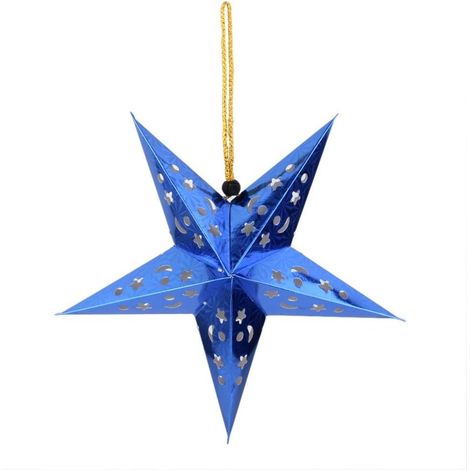 Pantalla colgante de estrella de papel de 45 cm con luces LED para Navidad, bodas, fiestas, arcade, bar, 3 unidades, color azul (1/5)