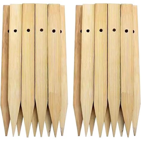 Piquets de jardin en bois de 20 cm, piquets de support pour plantes, piquets de sol en bois, panneaux de légumes, piquets de clôture extérieure, piquets de bordure avec trous (1/5)