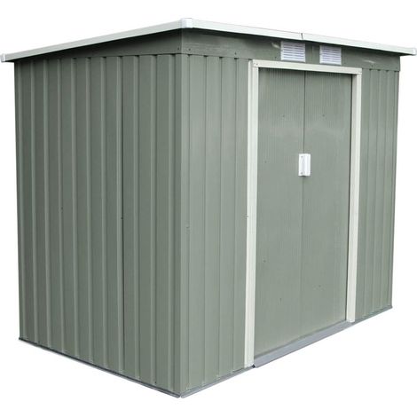 Evre 7ft Storage Outdoor Patio Garden Shed With Sliding Doors Light Green (1/5)