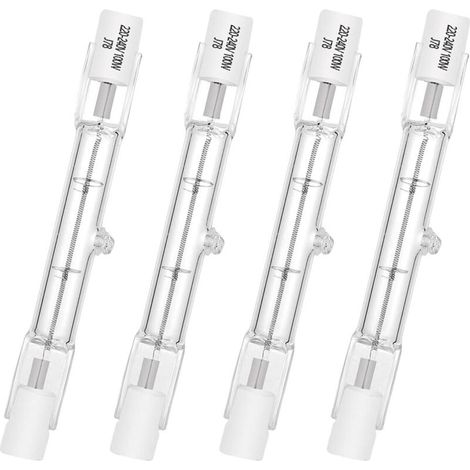 Ampoule halogène R7S 78 mm 120 W, 230 V, type J, double culot, pour éclairage paysager, sécurité, éclairage public, blanc chaud (4 pièces)