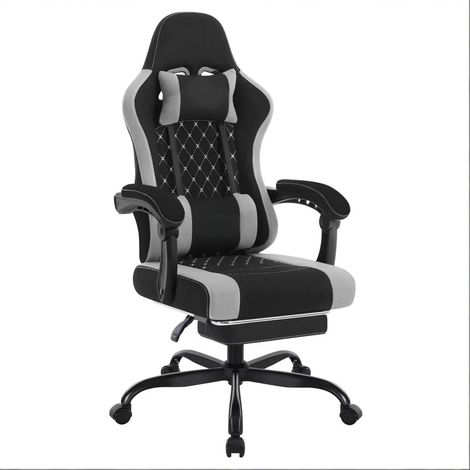 Fauteuil de bureau ergonomique avec fonction massage, dossier haut, tissu mesh respirant, structure métal, 70x70x127 cm (1/5)