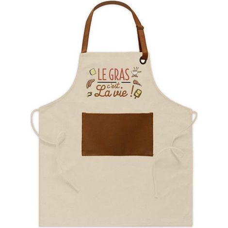 Tablier - STC - Il grasso è vita - Beige con ricamo - 90% cotone - Design contemporaneo