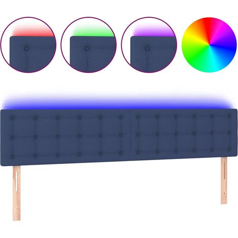 Maison Exclusive - Cabecero con LED de tela azul 160x5x78/88 cm (1/5)