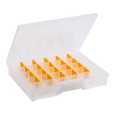 Boîte de rangement en plastique 37x20x7cm – 20 séparateurs flexibles – Fermeture à pression – Pour atelier et loisirs – Allit