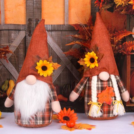 2er-Set Deko-Herbstwichtel Plüschelfen Sonnenblumen-Dekoration (1/5)