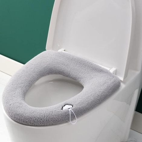 Lot de 3 housses de siège de toilette épaisses avec poignée pour abattant de toilette Coussin doux, épais, extensible, lavable S'adapte à tous les sièges de toilette ovales (1/5)