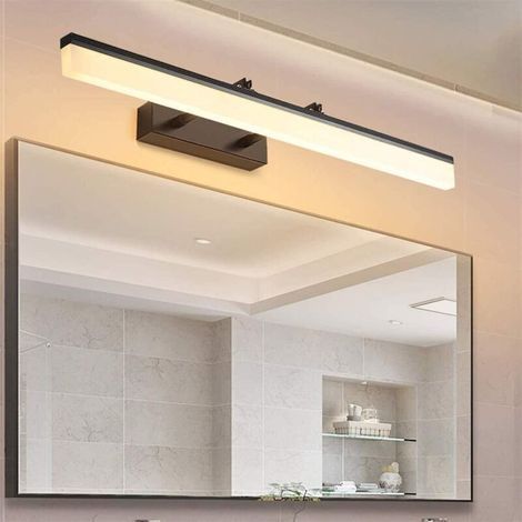 Lampe pour Miroir LED Salle de Bains IP44 9W 1170LM, Réglable Angle Applique Lampe, Armoire Miroir Intérieure Moderne Luminaire Salle de Bain 6000K pour Miroir Armoir Tableau, 40CM, 3000k,Noir (1/4)
