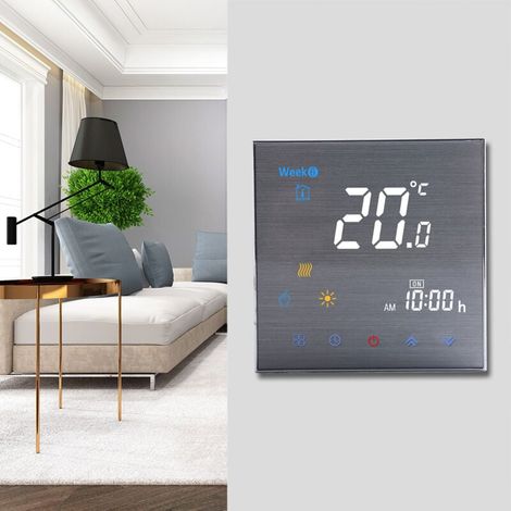 Thermostat de chauffage pour chaudière à eau/gaz, régulateur de température numérique, grand écran LCD, bouton tactile, 5A (1/4)