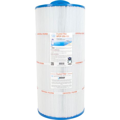 Crystal Filter – Filtre piscine cartouche SPCF-250-150 – 53 cm hauteur x 25 cm diamètre – Finesse filtration 272 plis – Débit max 27 m³/h