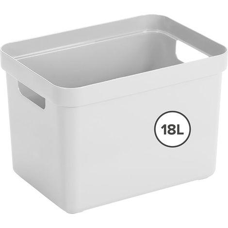 Boite de Rangement 18L - 35x24,6x24,3cm - Plastique - Panier rangement blanc (1/5)