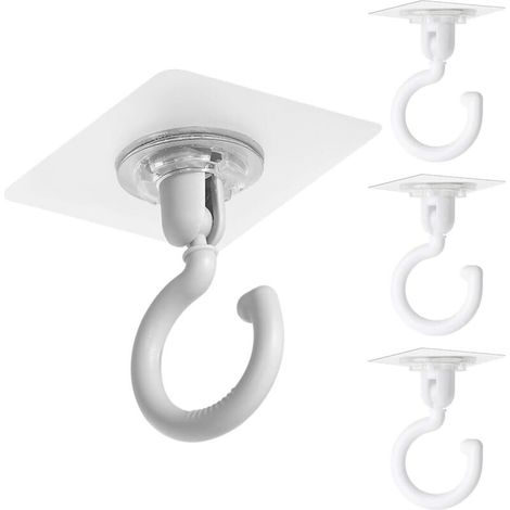 Extrem stabile, transparente Deckenhaken – 4 Stück, selbstklebend, kein Bohren erforderlich, wasserdicht, ideal für Badezimmer, Küche, Büro und Schlafzimmer (1/5)