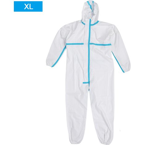 Combinaison jetable de protection extérieure avec capuche, tenue de sécurité pour laboratoire et atelier, taille XL. (1/5)