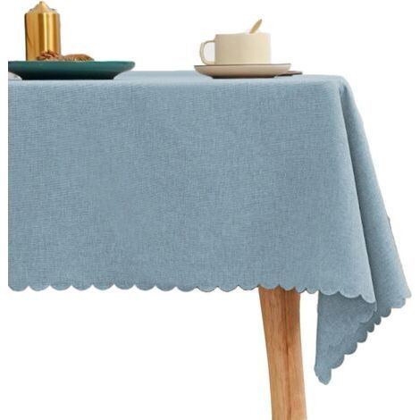 Nappe de grande taille pour tables rectangulaires, nappe imperméable et antitaches, en tissu infroissable, idéale pour les repas en famille et les activités en terrasse (100 cm x 160 cm, bleu clair) (1/5)